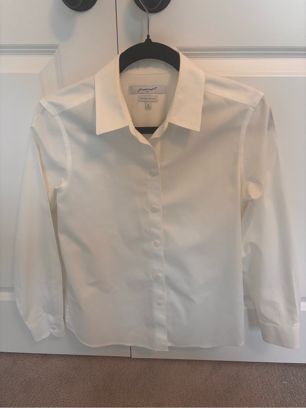 Foxcroft White Button-Front Dress Shirt